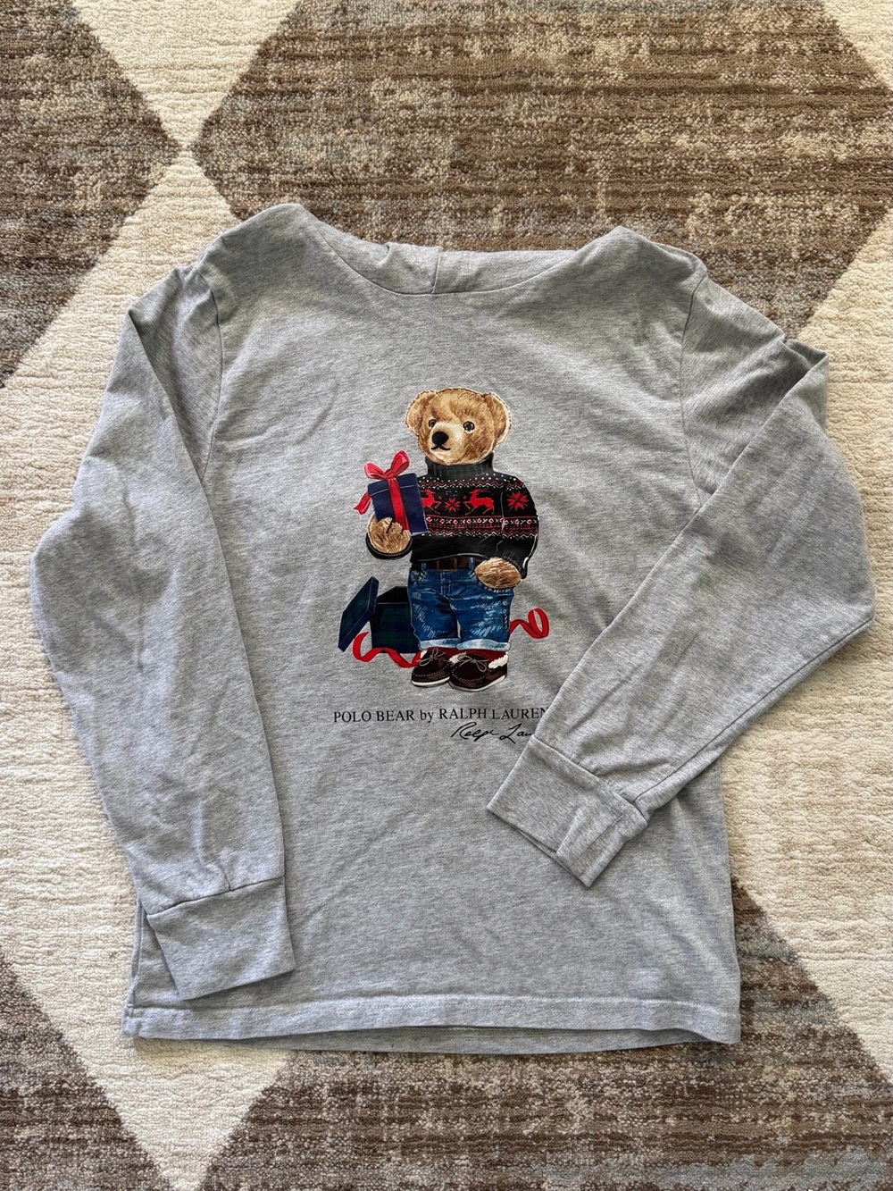 Polo by Ralph Lauren Grey Bear Graphic Long-Sleeve Tee
